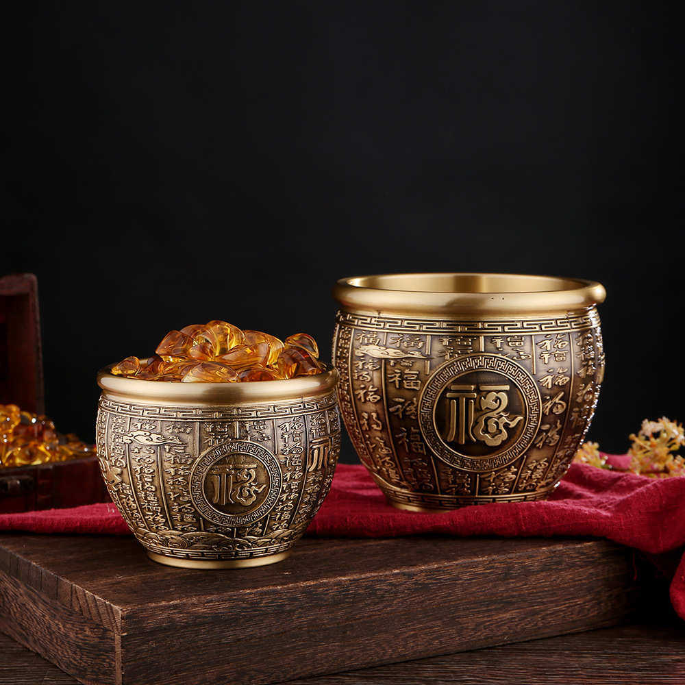 纯黄铜精雕百福祥云缸特大号招米缸聚宝盆书房桌面装饰品金属摆件,家居饰品,装饰摆件,淘宝优惠券,粉丝福利购,淘宝优惠卷