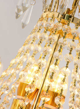 酒店黄色别墅具楼梯大水晶吊灯灯复式吊灯大厅办公楼吊灯水晶客厅