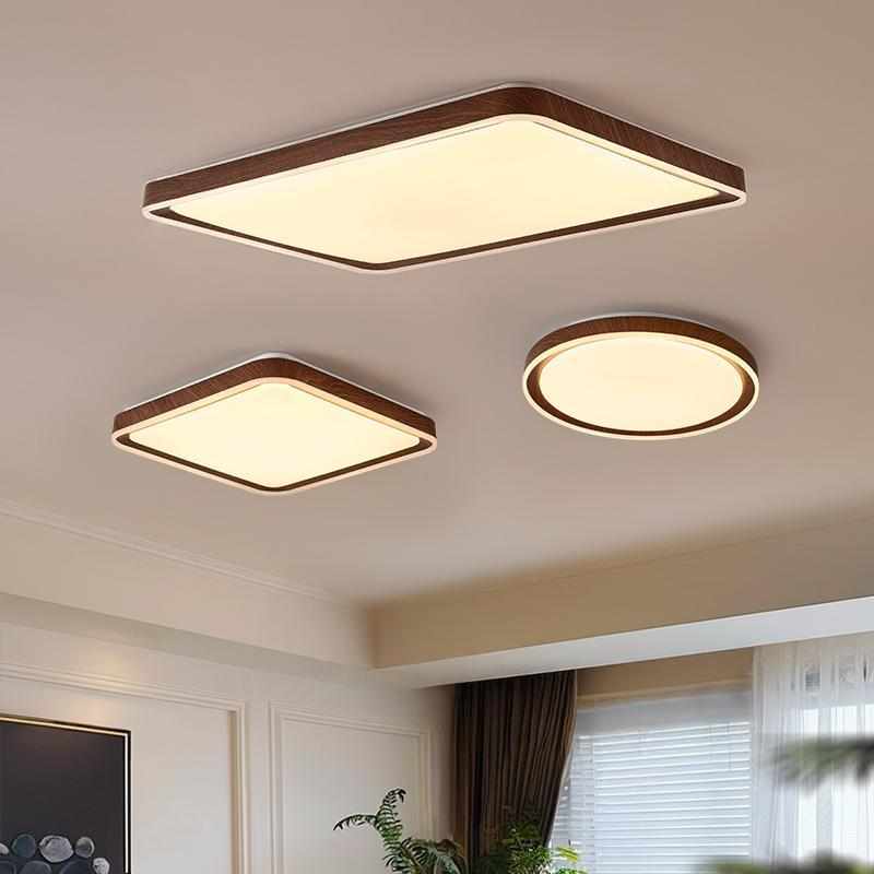 卧室灯客厅吸顶灯木纹圆形家用主书房色风长方形胡桃灯侘寂灯具卧