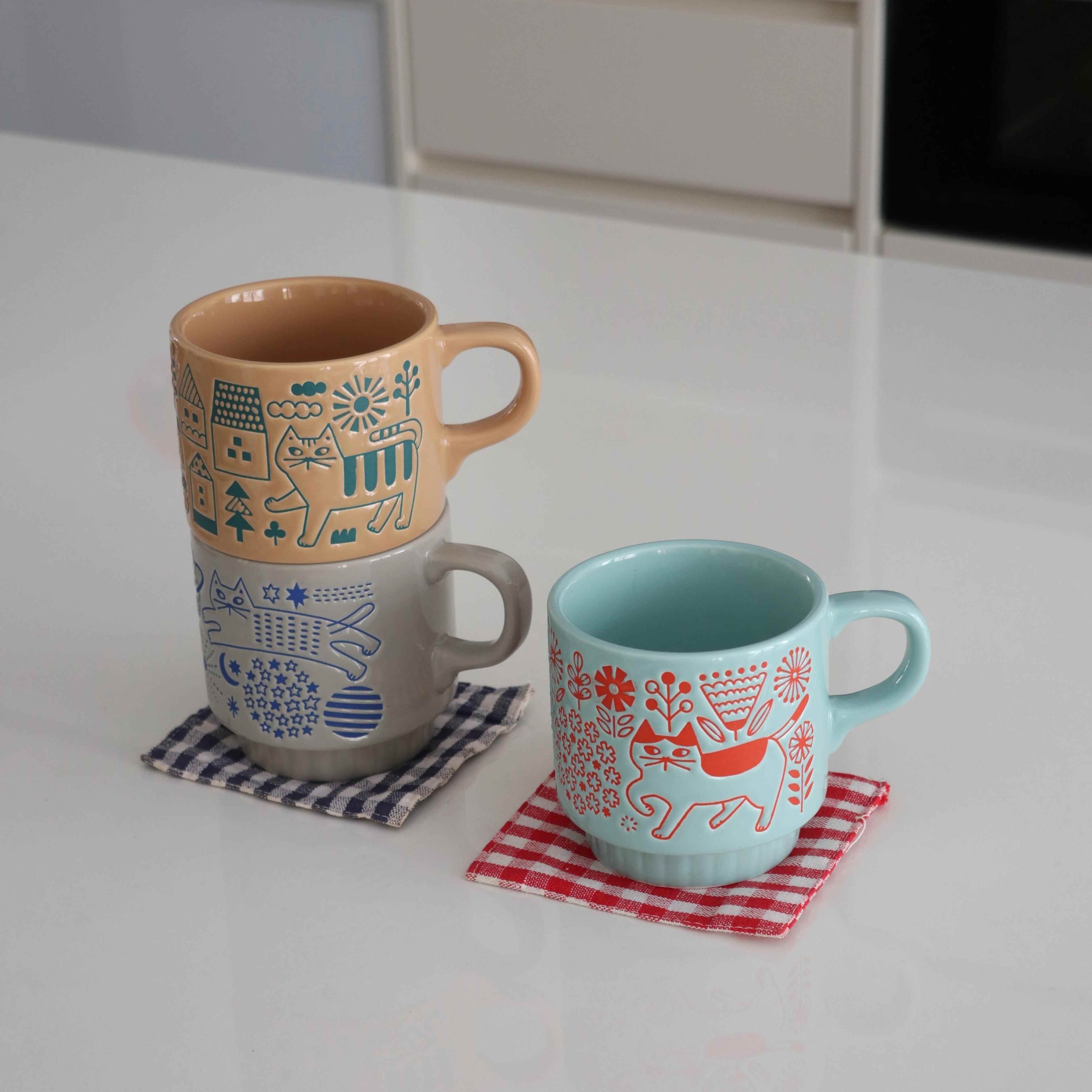 日本进口DECOLE复古咖啡陶瓷杯家用马克杯猫咪杯子水杯设计感小众