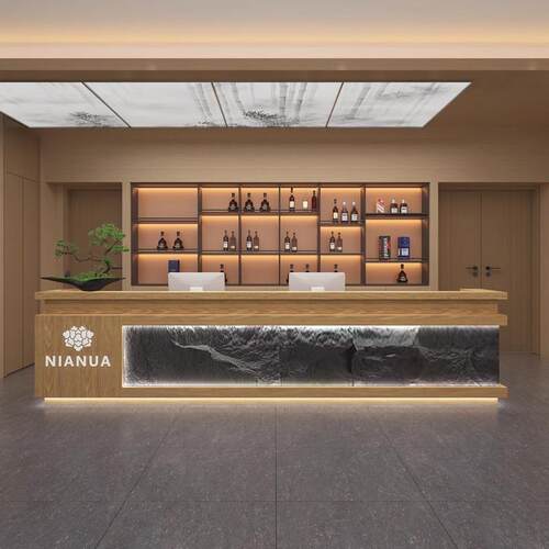 新中式酒店收银台茶楼足浴采耳店吧台复古民宿饭店前台公司接待台