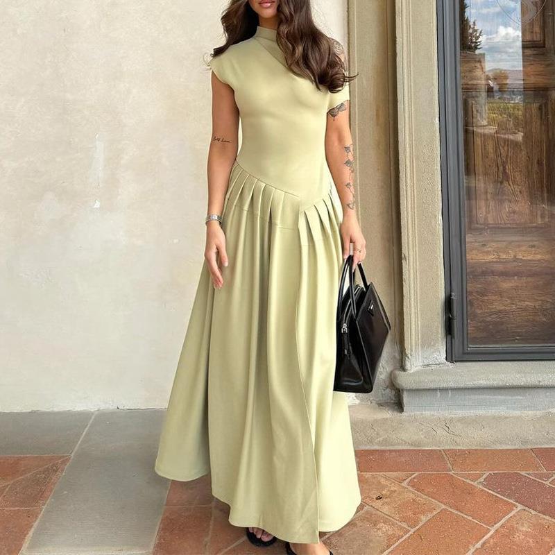 new womens elegant elegance slanted shoulder folded patched