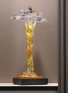 办公室装饰景观高山流水落地生财大号摆件客厅入户玄关假山礼品