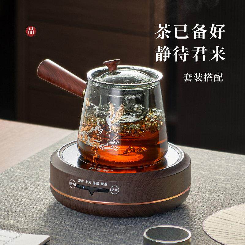 侧把玻璃茶壶耐高温加厚家用电陶炉煮茶壶过滤泡茶器高档茶具套装