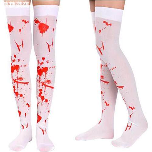 Halloween H Blood Socks cosplay party costume万圣节长筒袜