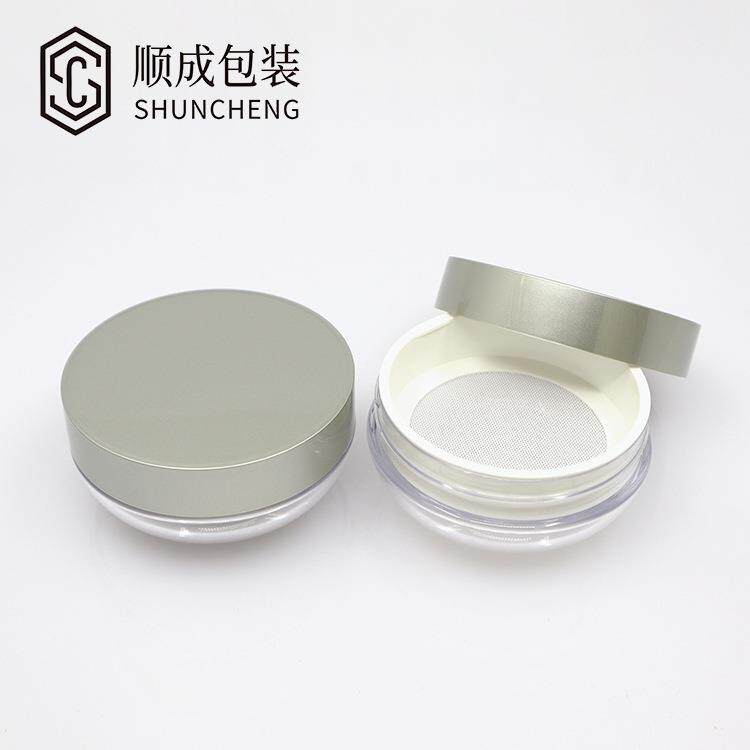 现货大网弹力网30g散粉盒圆形分装盒化妆品分装盒蜜粉空盒带粉扑