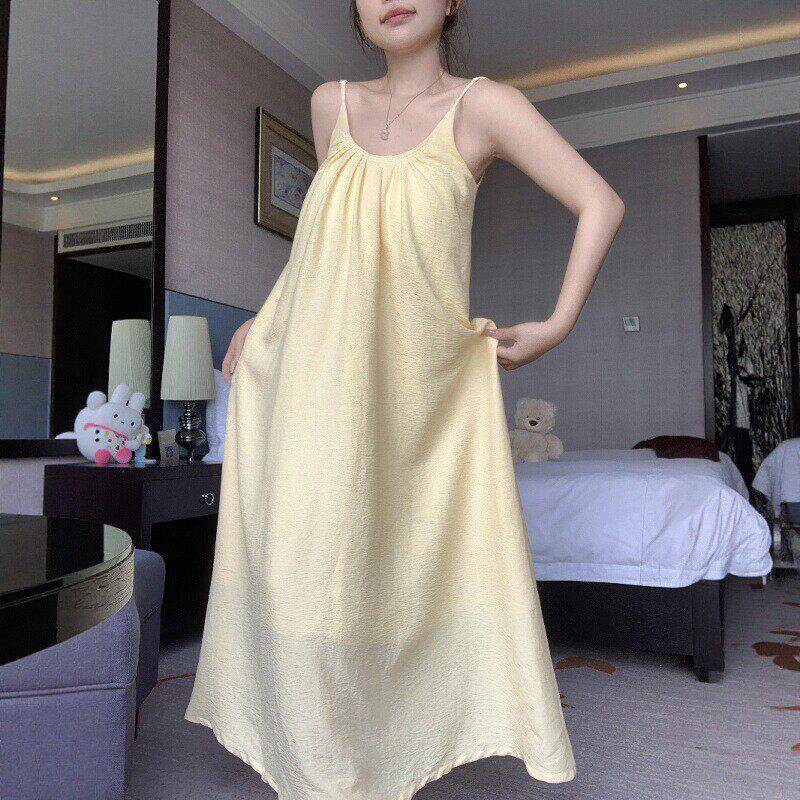 纯欲风夏季吊带新款睡裙女2025超火睡衣夏绵绸可外穿带胸垫家居服
