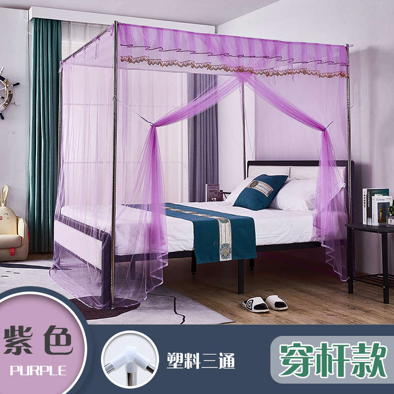 杆蚊帐纹支架传统2m8m5nje0..1老式单人床.穿11床米加密加厚经典