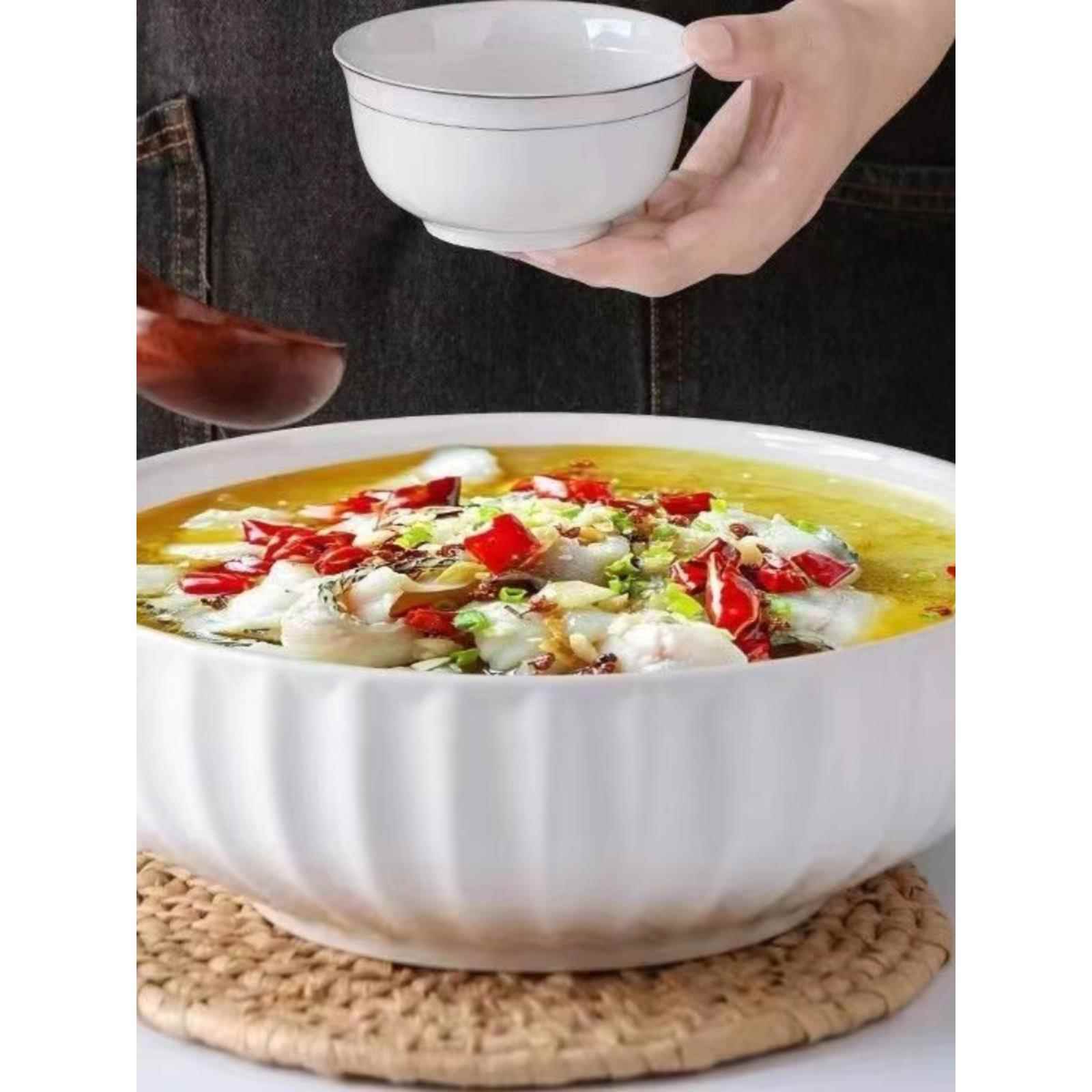纯白色超大号汤碗家用大盘子水煮鱼大碗12寸酸菜鱼碗商用陶瓷面碗