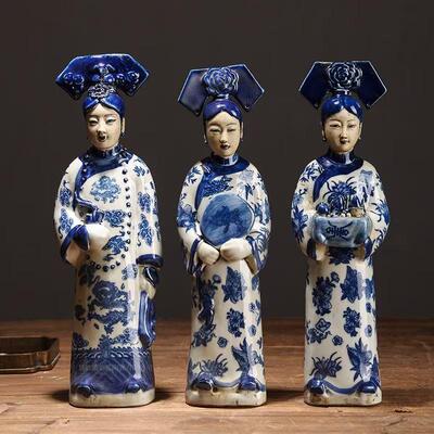 创意中式侍女风古代美女陶瓷古典现代家居客厅装饰宫廷人物摆件