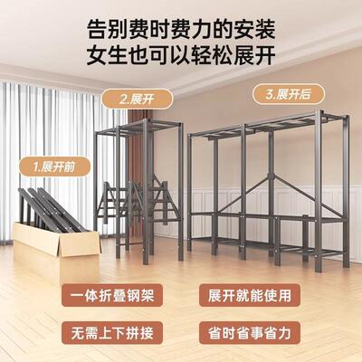 NER免安装收衣柜家用卧室布架衣柜可折门叠纳全钢磁吸加粗加厚衣