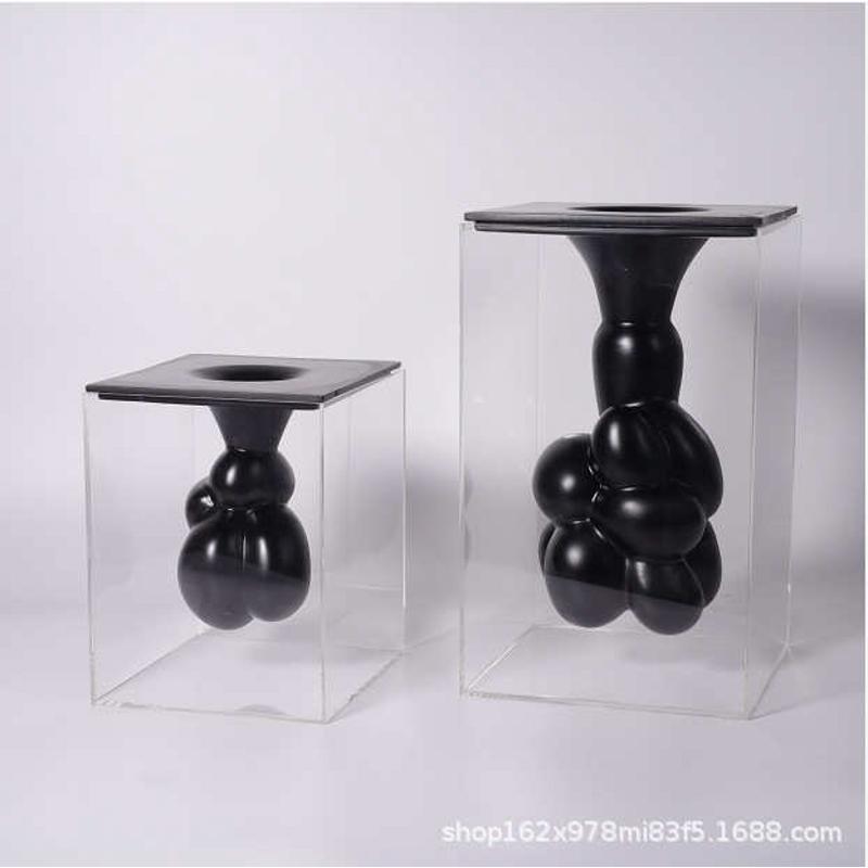 书柜样板房花插悬浮花创意力亚克摆设售楼处书架软花瓶器桌面装