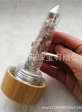 天然水晶石英碎石水晶柱魔棒能量竹盖玻璃茶杯水晶杯新品热销