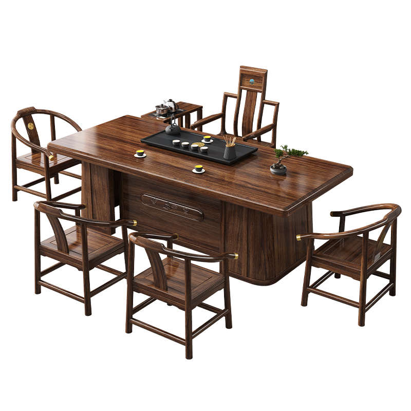 新中式实木茶台2025新款家用办公茶楼茶桌椅禅意原木家具工厂直销