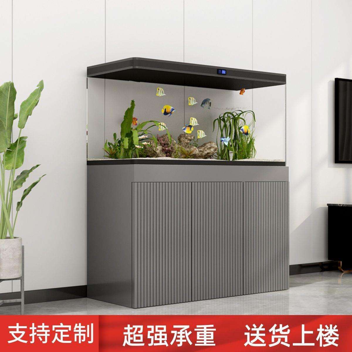 承重中小型鱼缸底柜家用落地龟缸柜子客厅轻奢水族箱鱼缸底座超白图片