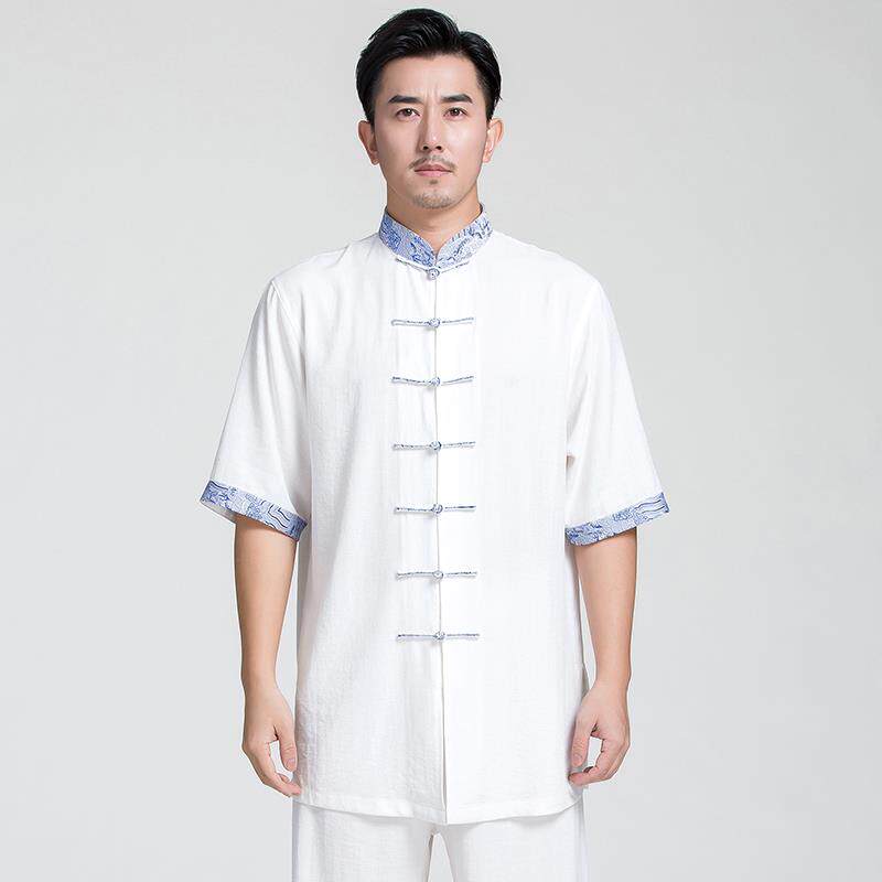 新款古服韵中华棉太麻极服女夏天太极拳练服太极男亚功麻棉夏季中