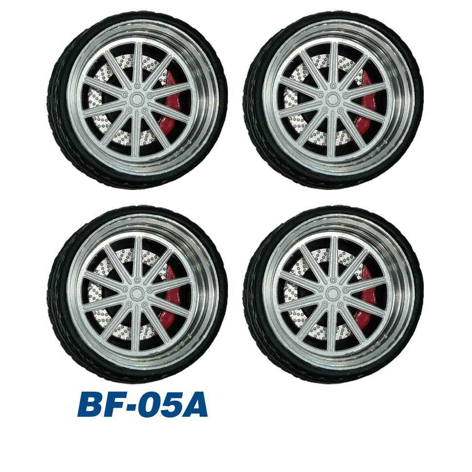 1/64德芙轮毂(B系 小抛边 红色卡钳)改装合金车金属轮毂橡胶轮胎