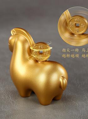 新品上公黄铜中式马有钱摆马上赚钱件马年家用客厅办室生肖马桌面
