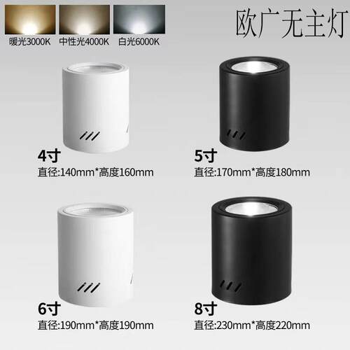 led明装射灯5寸6寸8寸30w40w50w圆形吸顶筒射灯店铺商用明装筒灯
