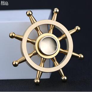 黄铜指尖陀螺八臂领航船舵金属玩具成人可拆卸手指可旋转解压神器