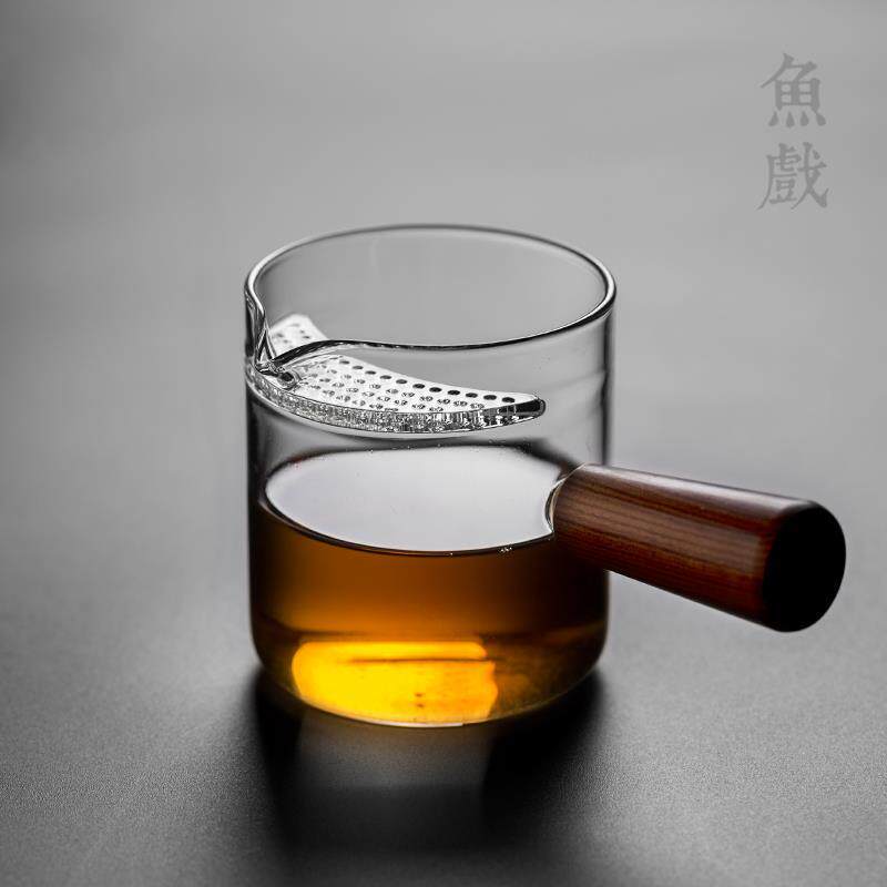 日式加厚玻璃公道杯功夫茶具高档侧把茶海月牙过滤分茶器倒茶公杯