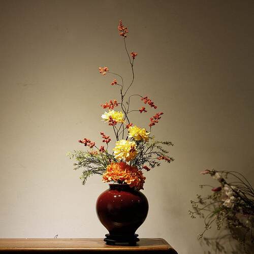 新中式陶瓷红色花瓶摆件高级感彷真插花家居玄关民宿酒店乔迁装饰