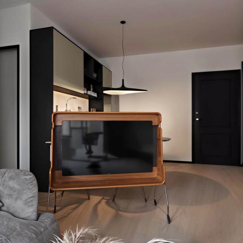 中古纯实木可移动电视柜复古家用电视机支架卧室客厅带滚轮电视架