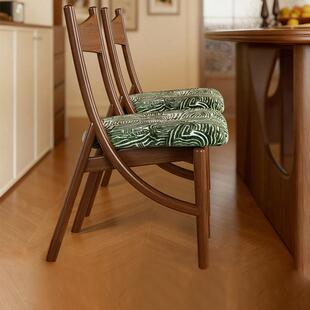 中古餐椅2026新款家用实木椅子设计师款猫耳椅法式休闲软包餐桌椅