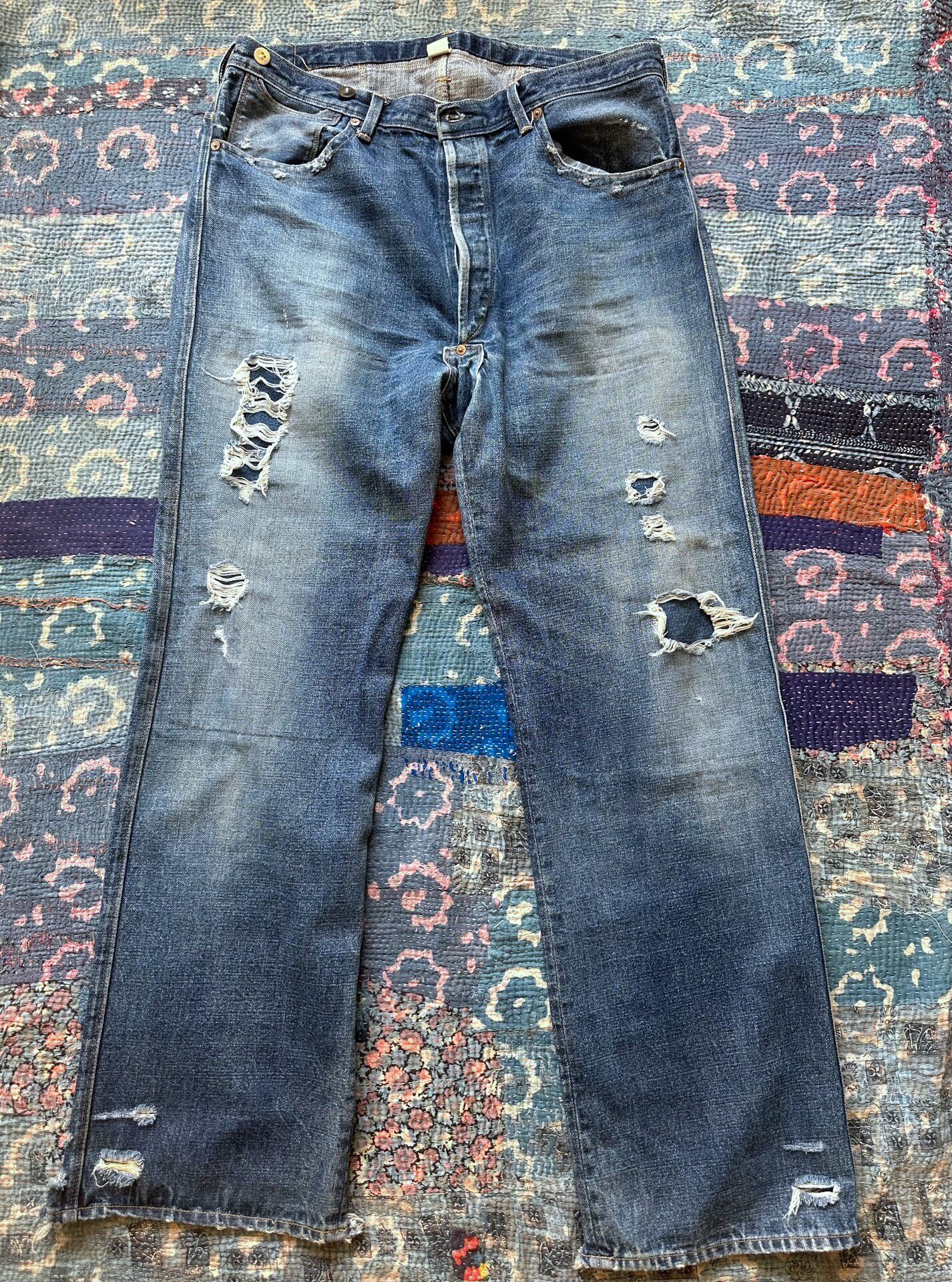 RRL Distressed Vintage Blue Jeans