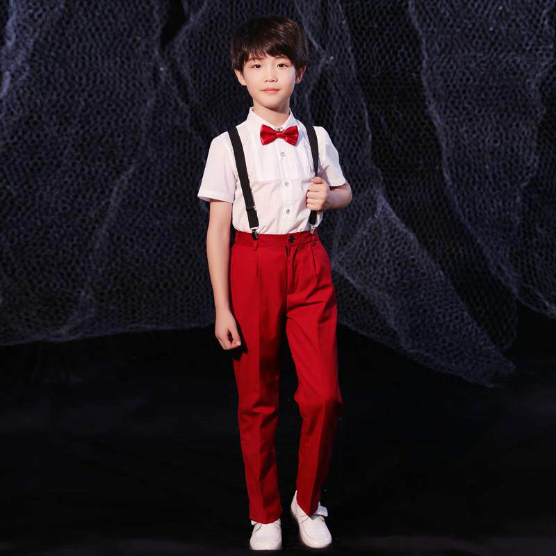 高档元演旦儿童合唱出服小学生朗诵表演服装女童学服生红歌表演装