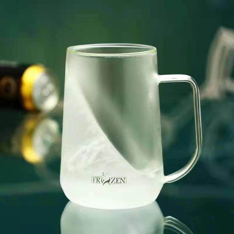 新款硼硅玻璃双层杯冷冻杯香槟杯耐温大容量啤酒杯夏季冰冻杯