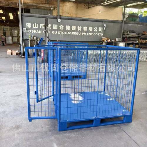 工厂重型仓储笼移动蝴蝶笼周转物料笼废料箱铁框折叠式金属托盘笼