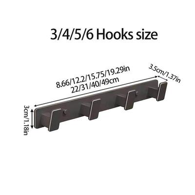 Coat Hook Wall Rack Hanger - Black Coat Rack with 5 Hooks Wa
