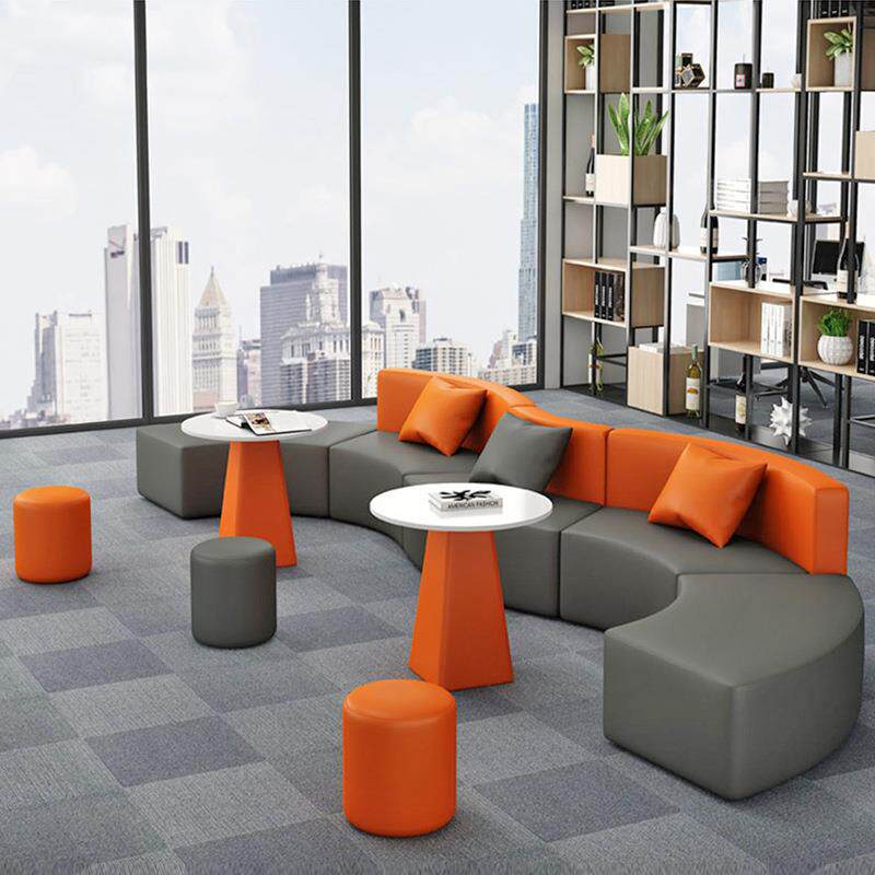 酒店大厅商务接待会客接待中心创意半圆弧形异形沙发茶几组合凳子