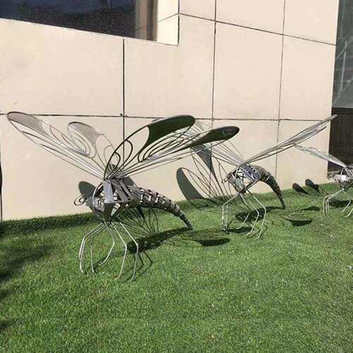 不锈钢蜻蜓雕塑美陈创意别墅庭院园林花园景观工艺术品摆设
