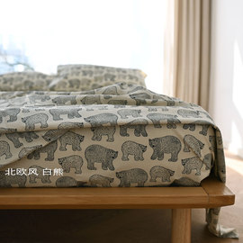北欧风纯棉床单被套枕套，床品套件全棉四件套，200*230150*200cm