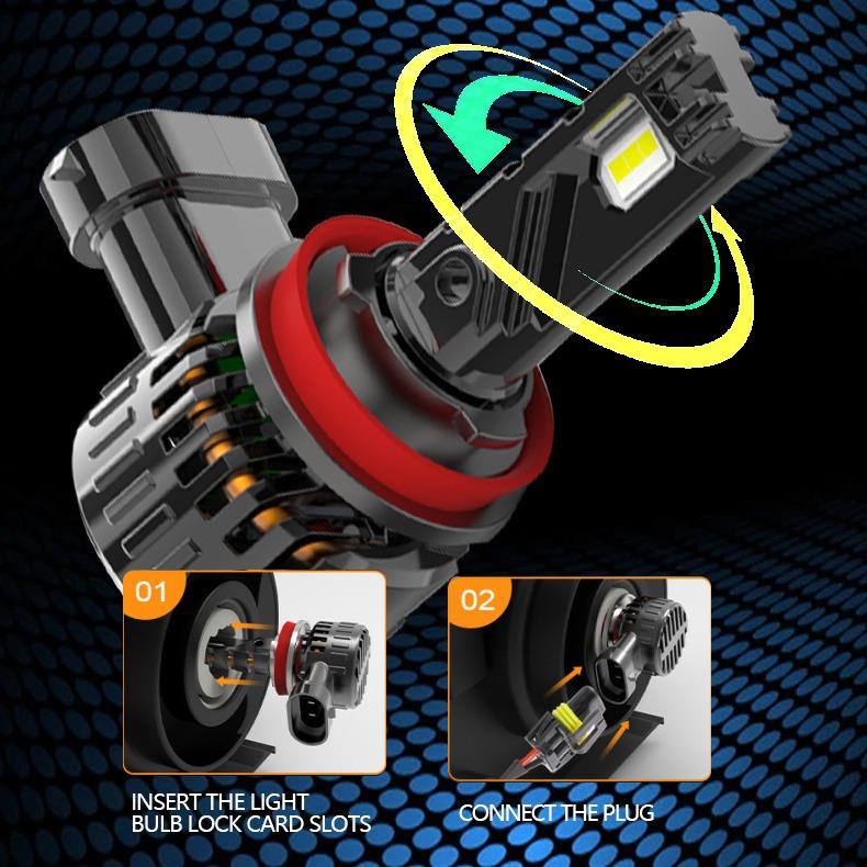 A60汽车灯泡110W直插一体式铜管导热H7H11H4远近光LED大灯