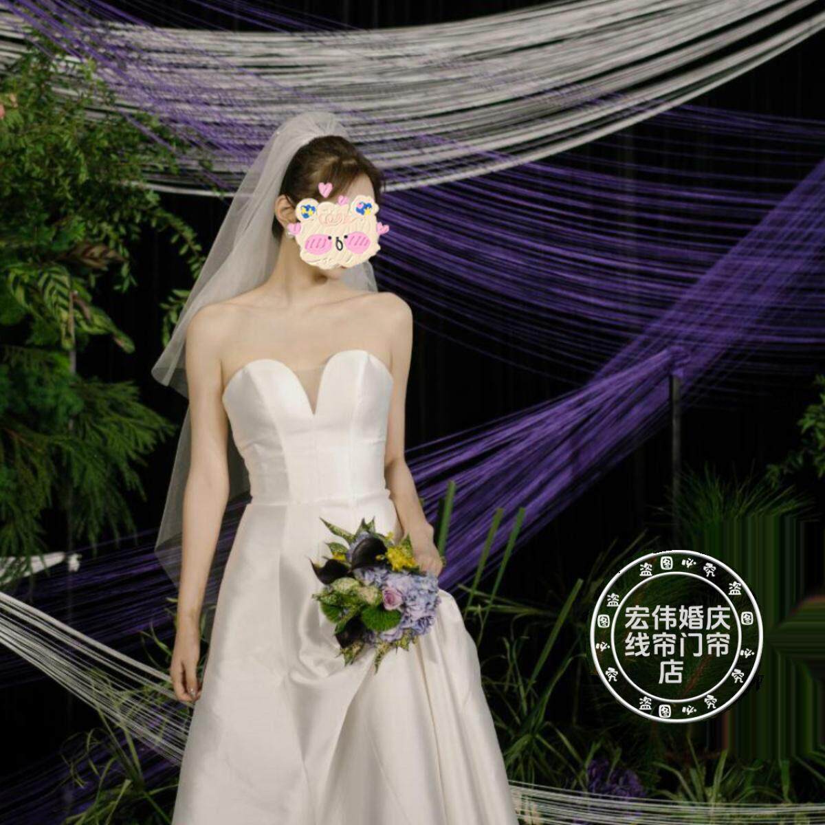 特密款定制加长双头白色线帘婚庆订婚宴舞台吊顶装置婚礼设计道具