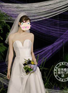 特密款定制加长双头白色线帘婚庆订婚宴舞台吊顶装置婚礼设计道具