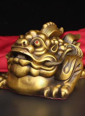新款直销铜金蟾财运摆件黄铜三足蟾蜍霸王金蟾办公室客厅店铺开业