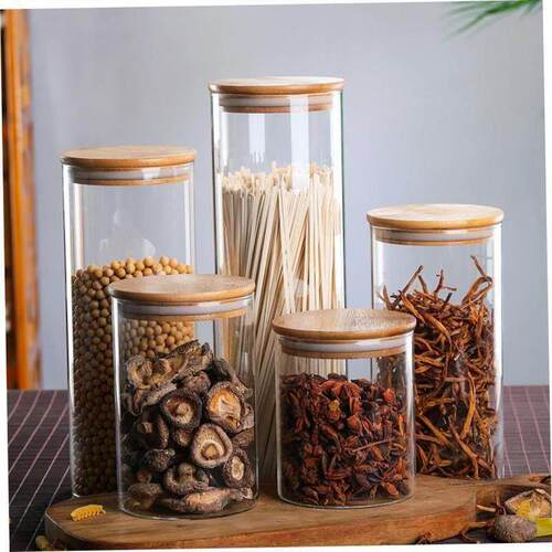 Round Glass Tea Jar Food Storage Box Preservation Container1