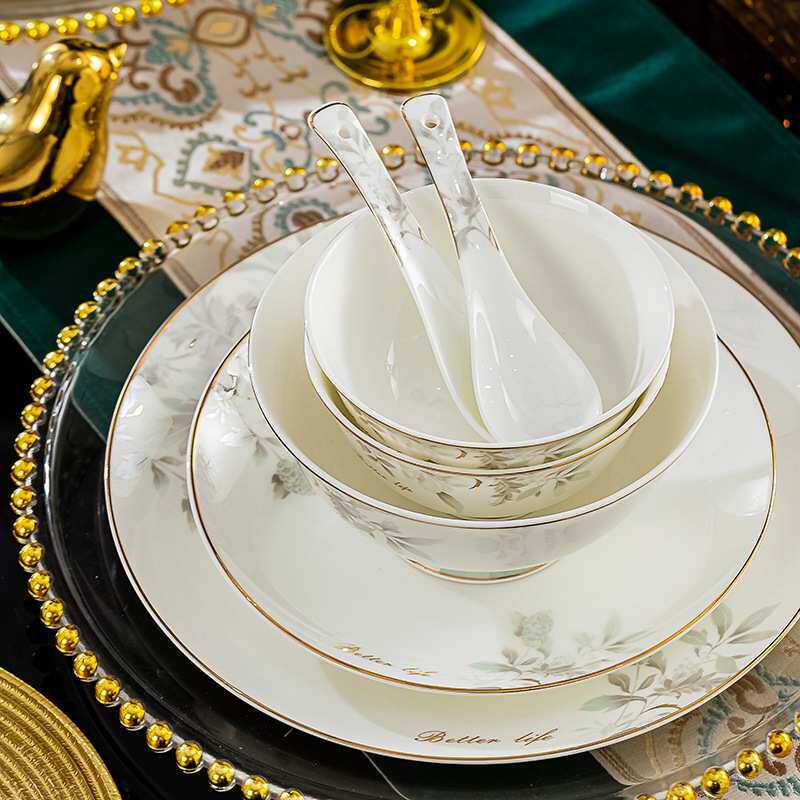 骨瓷景德镇全套搪瓷套装碗盘批发碟子餐具陶瓷碗筷礼品活动组合