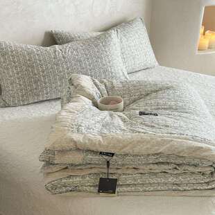 XL202408法式 田针园小碎保花A类织棉贴边拼角春秋冬被机洗单双可