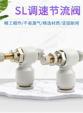SL系列白色精品气管快插接 L型节流阀调速阀SL6-01/SL8-02/铜接头