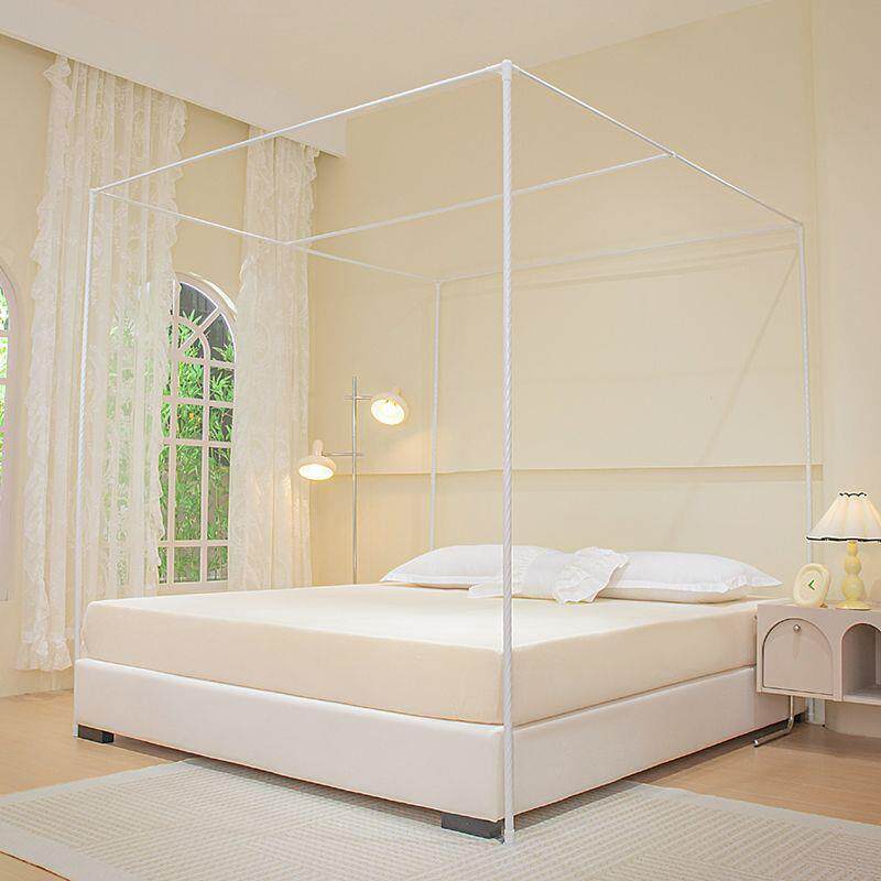 家用加厚遮光床帘公主卧室三开门床幔防尘一体式保暖落地蚊帐支架