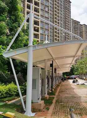 结惠阳电动汽车充电站车棚区园遮MJG-025小阳景观棚拉公杆式钢膜