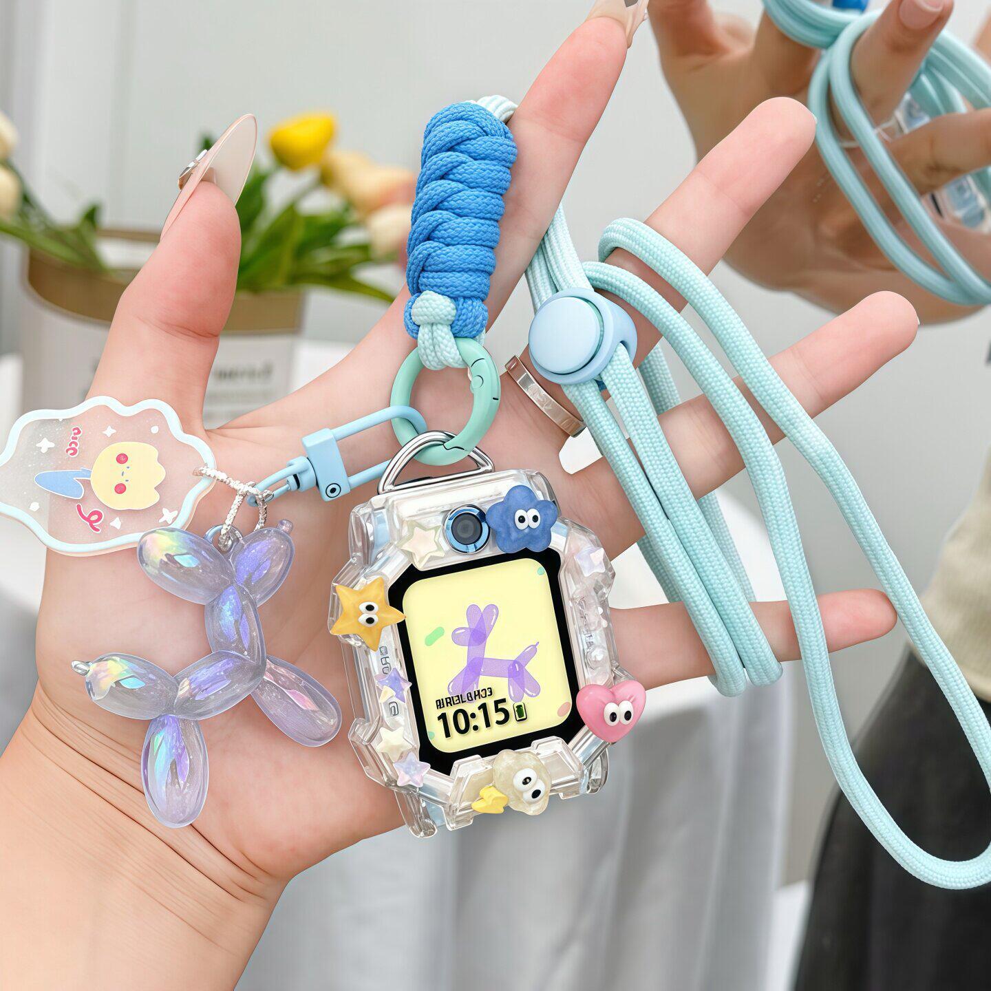适用小天才儿童电话手表Z11挂绳Q3A卡通diy保护套挂脖Z8A/Z7夜光