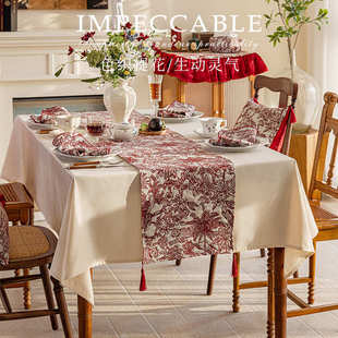 新年桌旗2024红色喜庆茶几长条新春龙年氛围感桌布电视柜万能盖巾