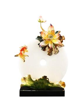 新中式珐琅彩摆件家用客厅桌面玉石扣摆设轻奢电视酒柜玄关装饰品