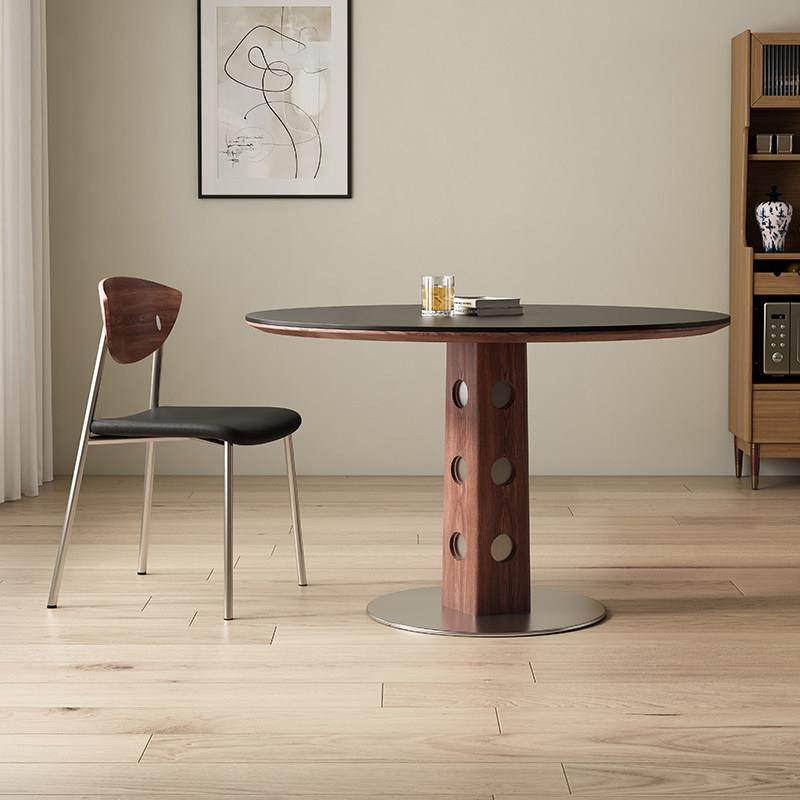 途远中古风圆形德利丰岩板餐桌实木复古小户型简约圆桌餐厅饭桌,住宅家具,岩板餐桌,淘宝优惠券,粉丝福利购,淘宝优惠卷